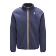 Blauwe Fleece Jas met Logo K-Way , Blue , Heren