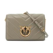 Chevron Love Birds Leren Tas Pinko , Gray , Dames