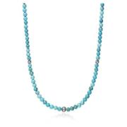 Beaded Necklace with Turquoise and Silver Nialaya , Gray , Heren