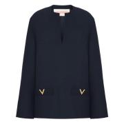 Blauwe Zijden Shirt V Gouden Detail Valentino Garavani , Blue , Dames