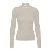 Elegante Kantdetail Lange Mouw Top Rosemunde , Gray , Dames