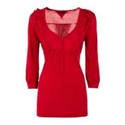 Rode Lange Mouw Blouse Caroline Top Tommy Hilfiger , Red , Dames