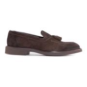 Bruine Suède Loafers met Kwastjes Doucal's , Brown , Heren