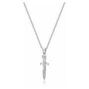 Mens Silver Skull Sword Necklace Nialaya , Gray , Heren