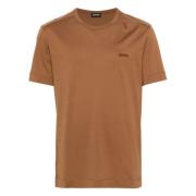 Bruine T-shirts en Polos met Logo Z Zegna , Brown , Heren