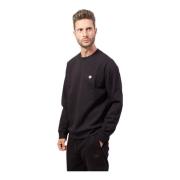 Katoenen Crewneck Logo Sweatshirt Zwart Boss , Black , Heren