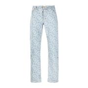 Monogram Print Straight Leg Jeans Casablanca , Blue , Heren