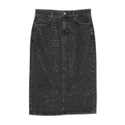 Denim Rok met Strass Applicaties Twinset , Black , Dames