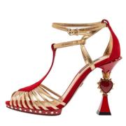 Pre-owned Leather sandals Dolce & Gabbana Pre-owned , Red , Dames