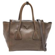 Pre-owned Leather totes Prada Vintage , Gray , Dames