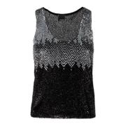 Metallic Paillet Mouwloze Top Pinko , Gray , Dames