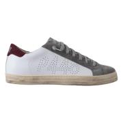 Witte Leren Sneakers met Bordeaux Hiel P448 , White , Heren