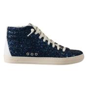 Hoge-top Skate Schoenen Blauwe Glitter P448 , Blue , Dames