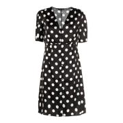 Zomer Zwart Polka Dot Jurk Fracomina , Black , Dames