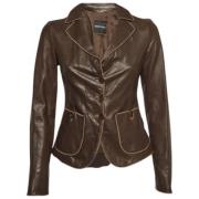 Pre-owned Leather outerwear Armani Pre-owned , Brown , Dames