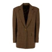 Dames Camel/Beige Winter Check Blazer Pinko , Beige , Dames