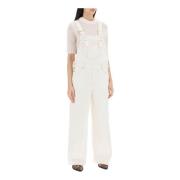 Denim Overall Jumpsuit Ganni , White , Dames