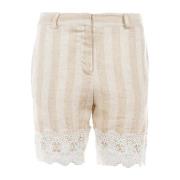 Beige zomer shorts met kanten zoom Fracomina , Beige , Dames