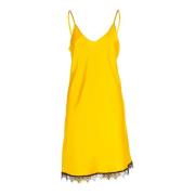 Gele Zomerjurk met Kantinzet Fracomina , Yellow , Dames