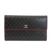 Pre-owned Leather wallets Chanel Vintage , Black , Dames