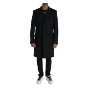 Zwarte Wol Kasjmier Trenchcoat Jas Dolce & Gabbana , Black , Heren