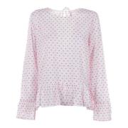 Witte lange mouw gestippelde blouse Sun68 , Multicolor , Dames