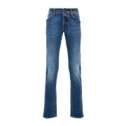 Blauwe Denim Jeans met Sjaal Detail Jacob Cohën , Blue , Heren