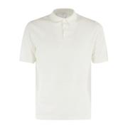 Katoenen Polo Shirt Crepe Geverfd Eleventy , White , Heren