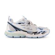 Mesh Leren Sneakers Veters Rubber Zool Off White , Multicolor , Heren