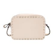 Studded Leather Cross-Body Tas Valentino Garavani , Beige , Dames