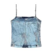 Monogram Denim Top met Ritssluiting Diesel , Blue , Dames