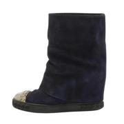 Pre-owned Suede boots Casadei Pre-owned , Blue , Dames