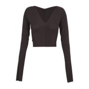 V-hals Cupro Stretch Top Cortana , Black , Dames