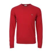 Rode Crewneck Sweater 100% Katoen Lacoste , Red , Heren