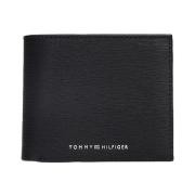 Zwarte Leren Portemonnee Bifold Gehamerd Afwerking Tommy Hilfiger , Bl...