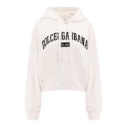 Logo Print Rib-Coté Sweatshirt Dolce & Gabbana , White , Dames