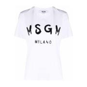 Wit Optisch T-shirt Msgm , White , Dames