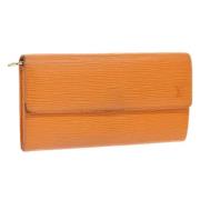 Pre-owned Leather wallets Louis Vuitton Vintage , Orange , Dames