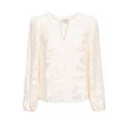 Emily Jacquard Lange Mouw Top &Co Woman , White , Dames