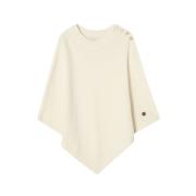 Gouden Knoop Merino Wol Poncho Busnel , Beige , Dames