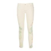 Witte Skinny Jeans met Print voor Dames Fracomina , White , Dames