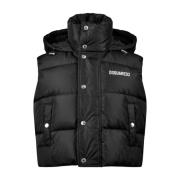 Donsvest Jas Zwart Rits Logo Dsquared2 , Black , Dames