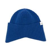 Blauwe Beanie Hat Emporio Armani , Blue , Heren