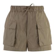 Elastische Taille Stof Shorts met Zakken Msgm , Green , Dames