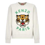 Grijze Crew Neck Sweatshirt Lucky Tiger Kenzo , Gray , Heren