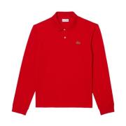 Klassieke polo met lange mouwen in levendig rood Lacoste , Red , Heren