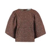 Jacquard Blouse Lange Mouw By-Bar , Brown , Dames