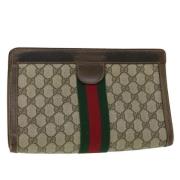 Pre-owned Leather clutches Gucci Vintage , Beige , Dames