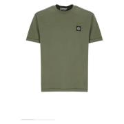 Groen Katoenen T-shirt met Logo Stone Island , Green , Heren