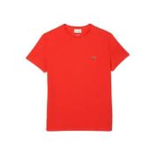 Rode T-shirt en Polo Collectie Lacoste , Red , Heren